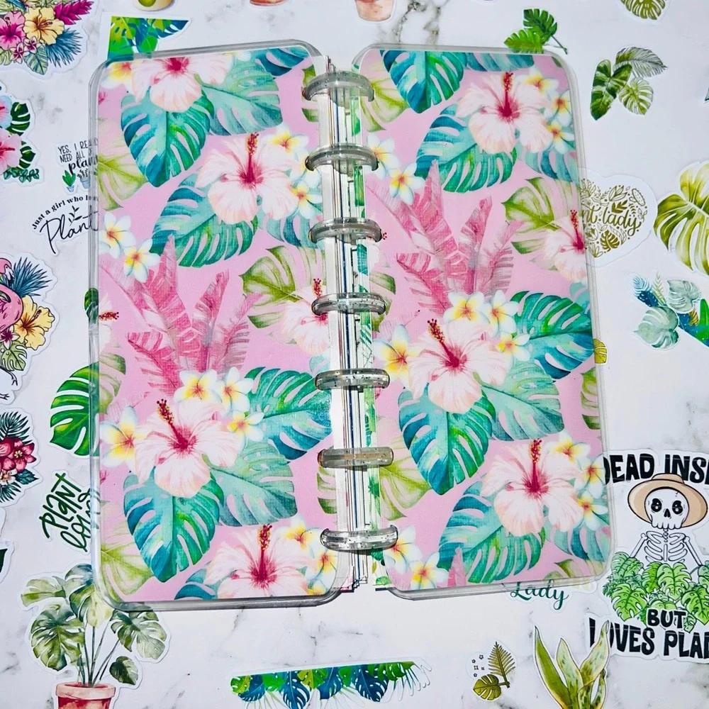 Skinny mini planner tropical plants and flowers weekly layout plants stickers